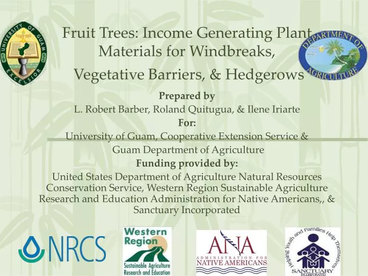 fruit trees income generating plant materials for windbreaks vegetative barriers hedgerows