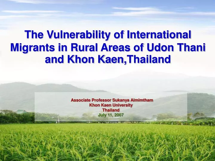 the vulnerability of international migrants in rural areas of udon thani and khon kaen thailand
