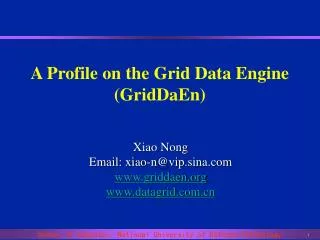 A Profile on the Grid Data Engine (GridDaEn)