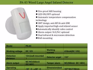 PA-83 Wired Large Angel Infared Detector
