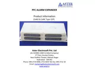 PFC ALARM EXPANDER Product Information (2xNO &amp; 2xNC Type O/P) Aster Electrosoft Pvt. Ltd