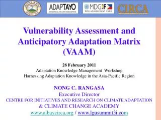 Vulnerability Assessment and Anticipatory Adaptation Matrix (VAAM) 28 February 2011