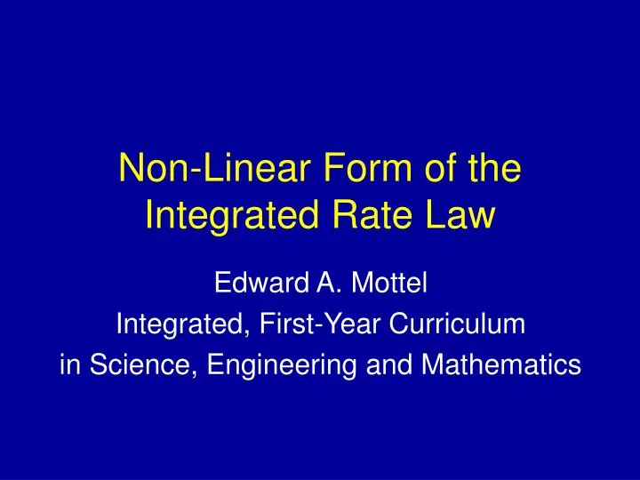 non linear form of the integrated rate law