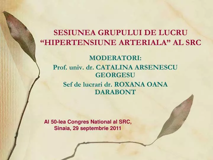 sesiunea grupului de lucru hipertensiune arteriala al src