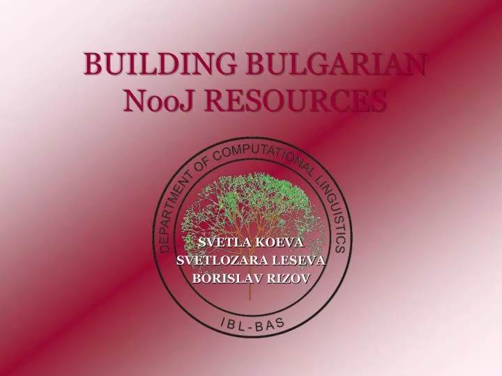 building bulgarian nooj resources