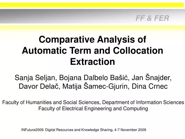 comparative analysis of automatic term and collocation extraction