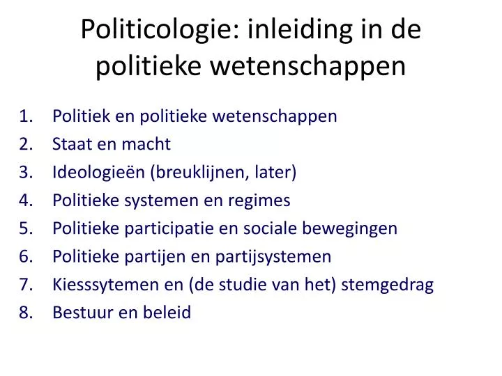 politicologie inleiding in de politieke wetenschappen