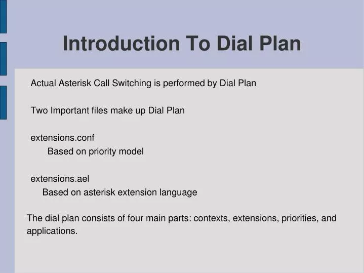 introduction to dial plan