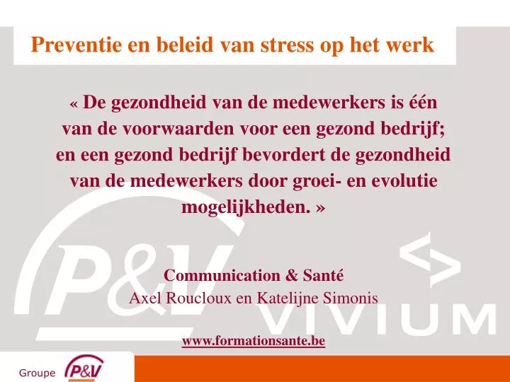 preventie en beleid van stress op het werk