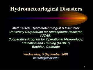 Hydrometeorlogical Disasters