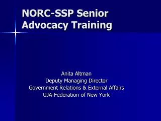 NORC-SSP Senior Advocacy Training