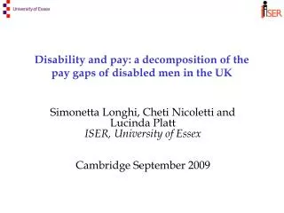 Disability and pay: a decomposition of the pay gaps of disabled men in the UK