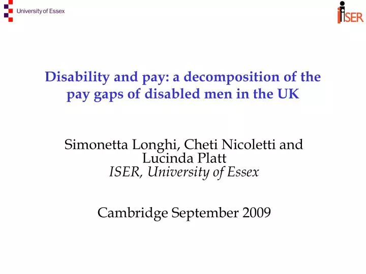 disability and pay a decomposition of the pay gaps of disabled men in the uk