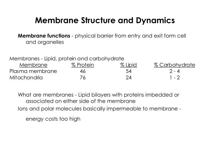 membrane structure and dynamics