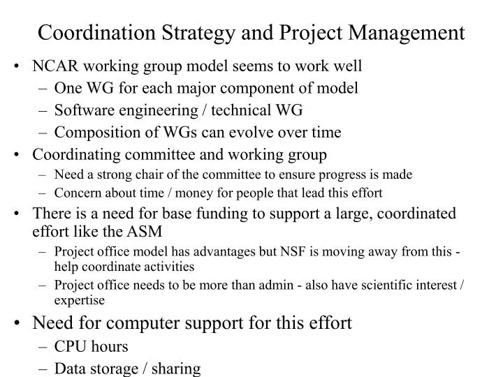 coordination strategy and project management