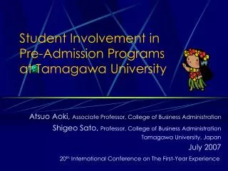 Student Involvement in Pre-Admission Programs at Tamagawa University