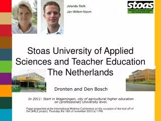 Stoas University of Applied Sciences and Teacher Education The Netherlands
