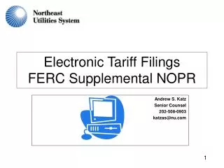 Electronic Tariff Filings FERC Supplemental NOPR