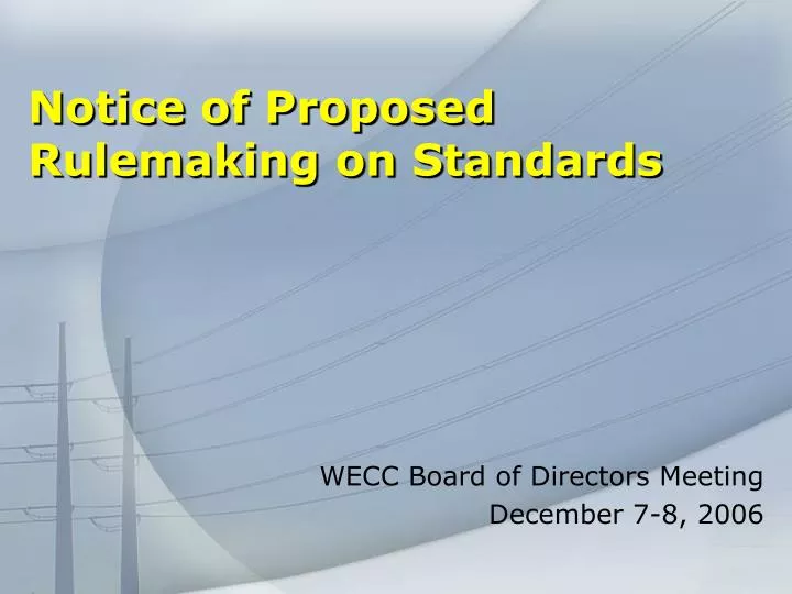 notice of proposed rulemaking on standards