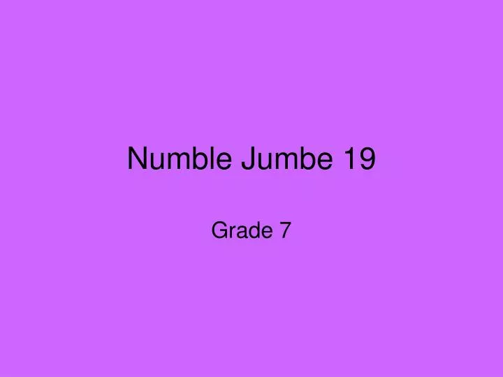 numble jumbe 19