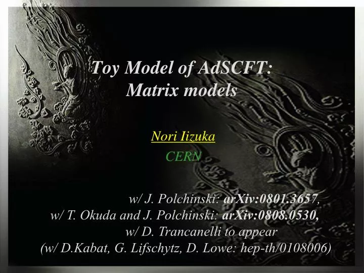 toy model of adscft matrix models