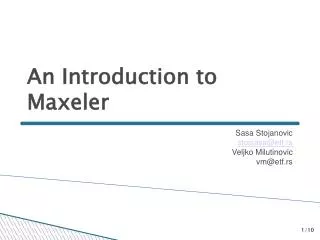 An Introduction to Maxeler