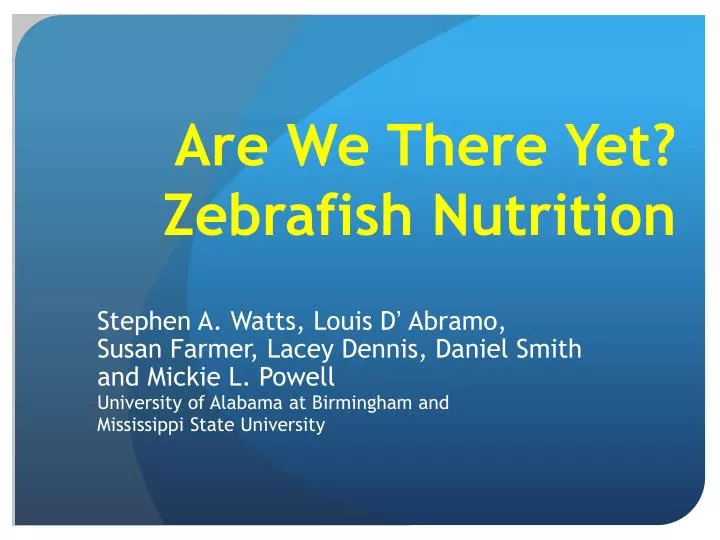 are we there yet zebrafish nutrition