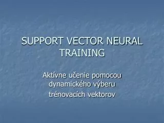 support vector neural training
