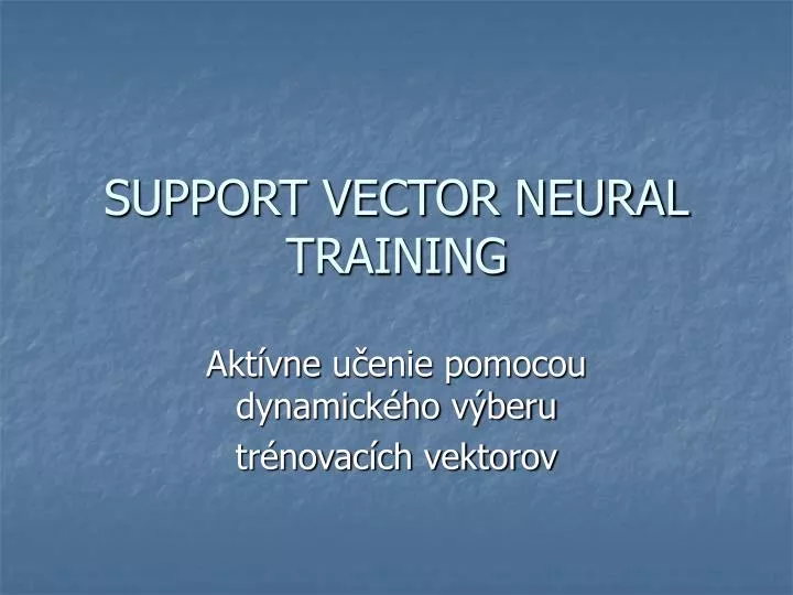 support vector neural training