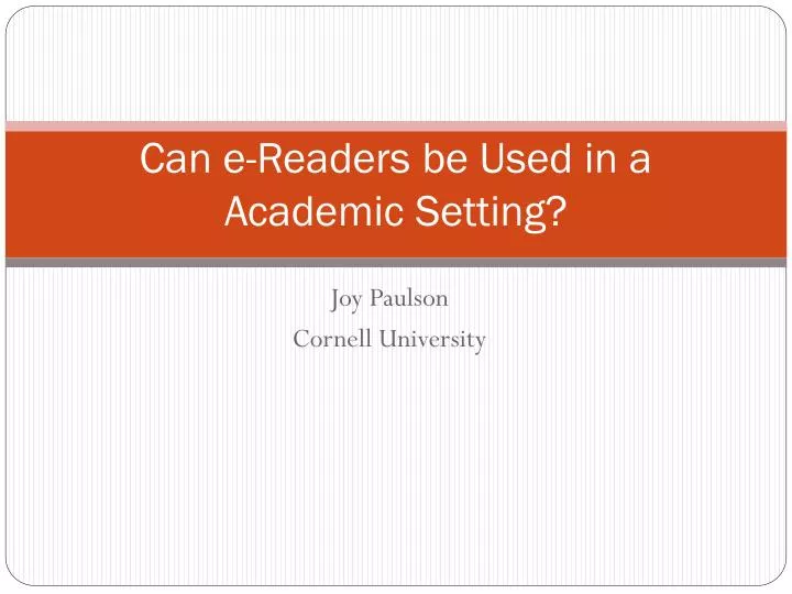 can e readers be used in a academic setting