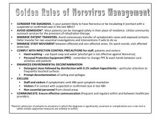 Golden Rules of Norovirus Management