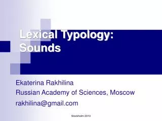 Lexical Typology : Sounds