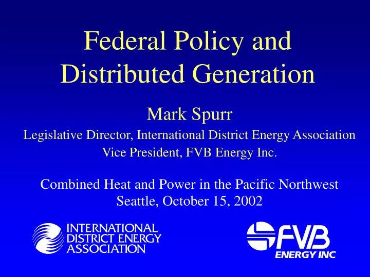 federal policy and distributed generation
