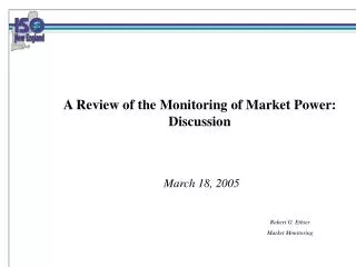 Robert G. Ethier Market Monitoring