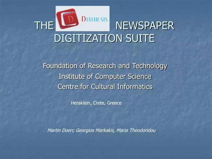 the diathesis newspaper digitization suite