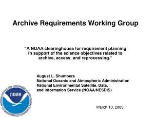 Archive Requirements Working Group