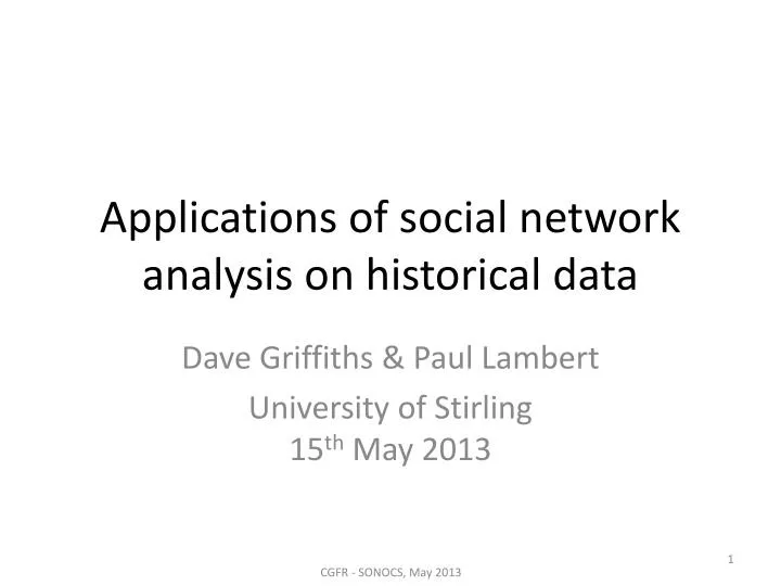 applications of social network analysis on historical data