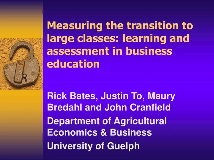 measuring the transition to large classes learning and assessment in business education