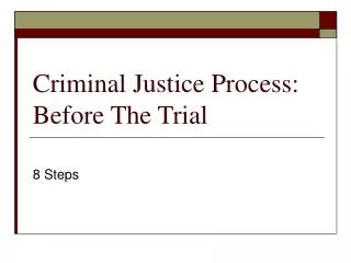 Criminal Justice Process: Before The Trial