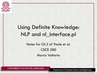 Using Definite Knowledge: NLP and nl_interface.pl