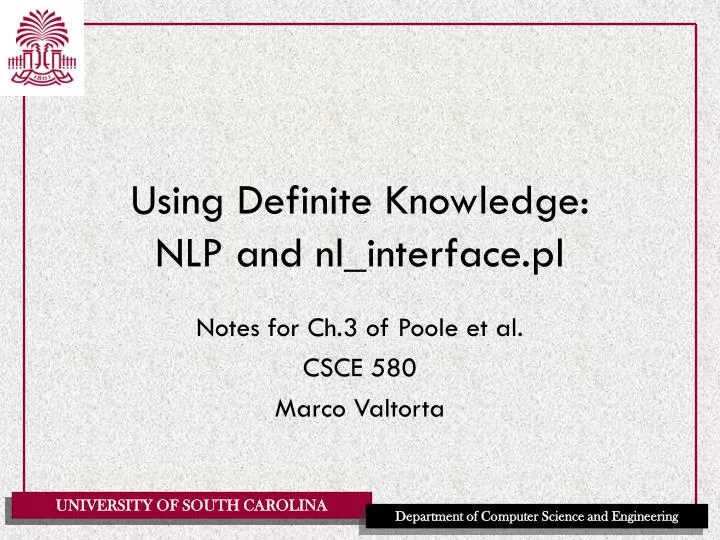 using definite knowledge nlp and nl interface pl