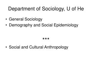Department of Sociology, U of He