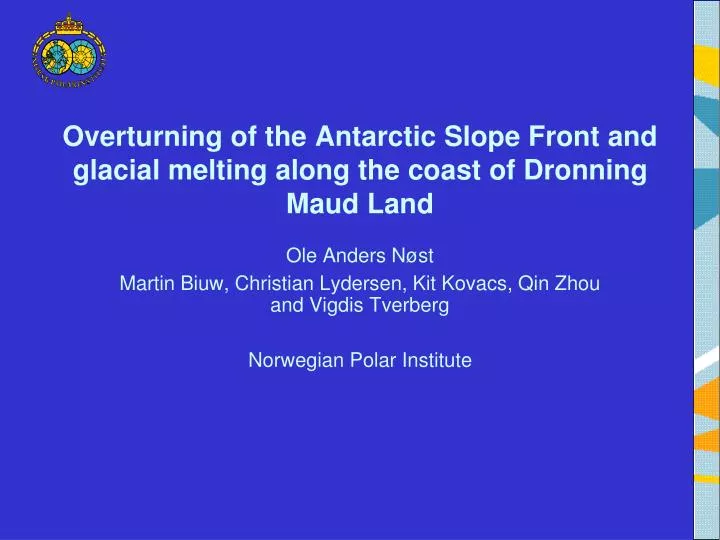 overturning of the antarctic slope front and glacial melting along the coast of dronning maud land