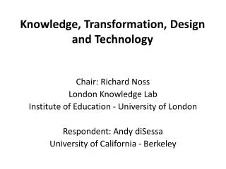Knowledge, Transformation, Design and Technology