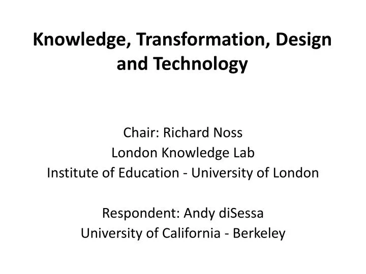 knowledge transformation design and technology