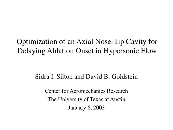 optimization of an axial nose tip cavity for delaying ablation onset in hypersonic flow