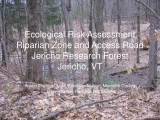 Ecological Risk Assessment Riparian Zone and Access Road Jericho Research Forest Jericho, VT