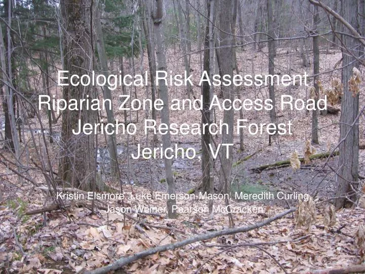 ecological risk assessment riparian zone and access road jericho research forest jericho vt