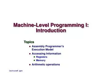 machine level programming i introduction