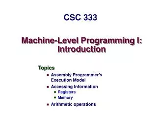 machine level programming i introduction